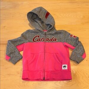 Roots Kids Grey Marled and Pink Zip Up Hoodie in size 3T | Roots Sweatshirt